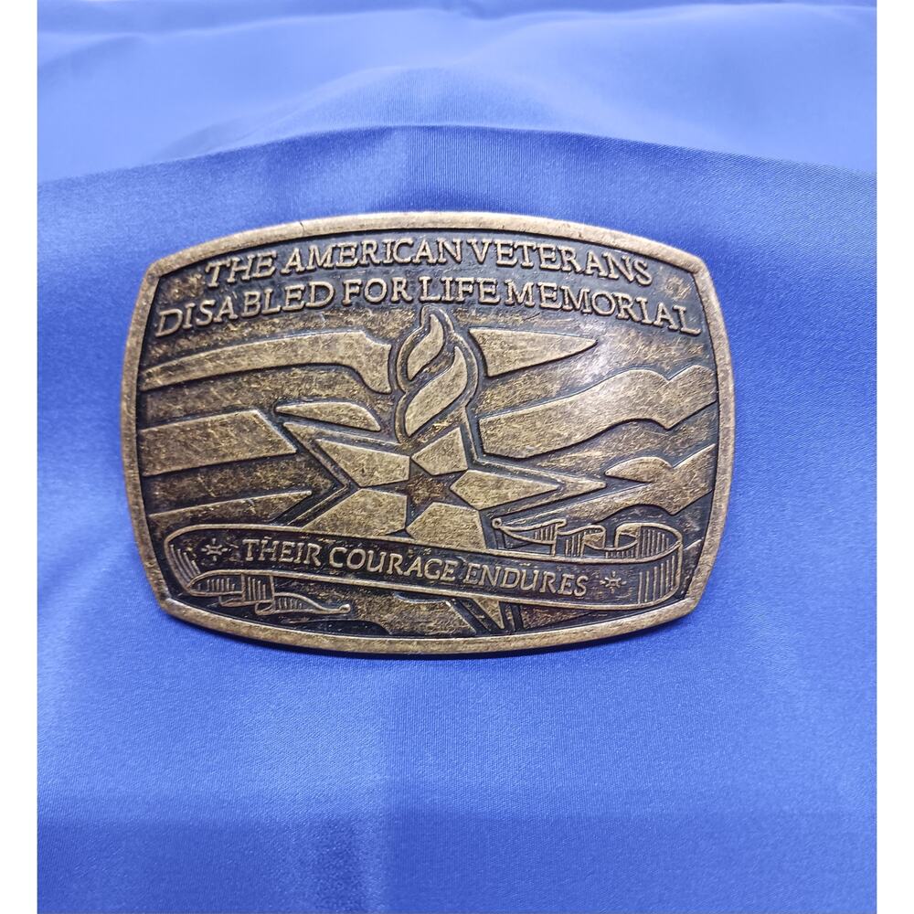 2007 The American Veterans Disabled For Life Memorial Brass Belt Buckle